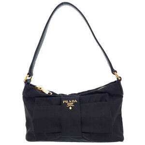 Prada Tessuto Vela Bow Clutch Bag black